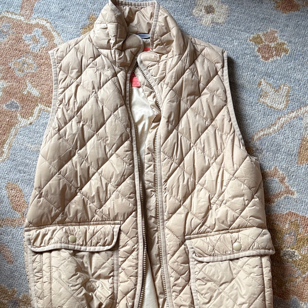 J. Crew Quilted Sleeveless Vest in Light Beige